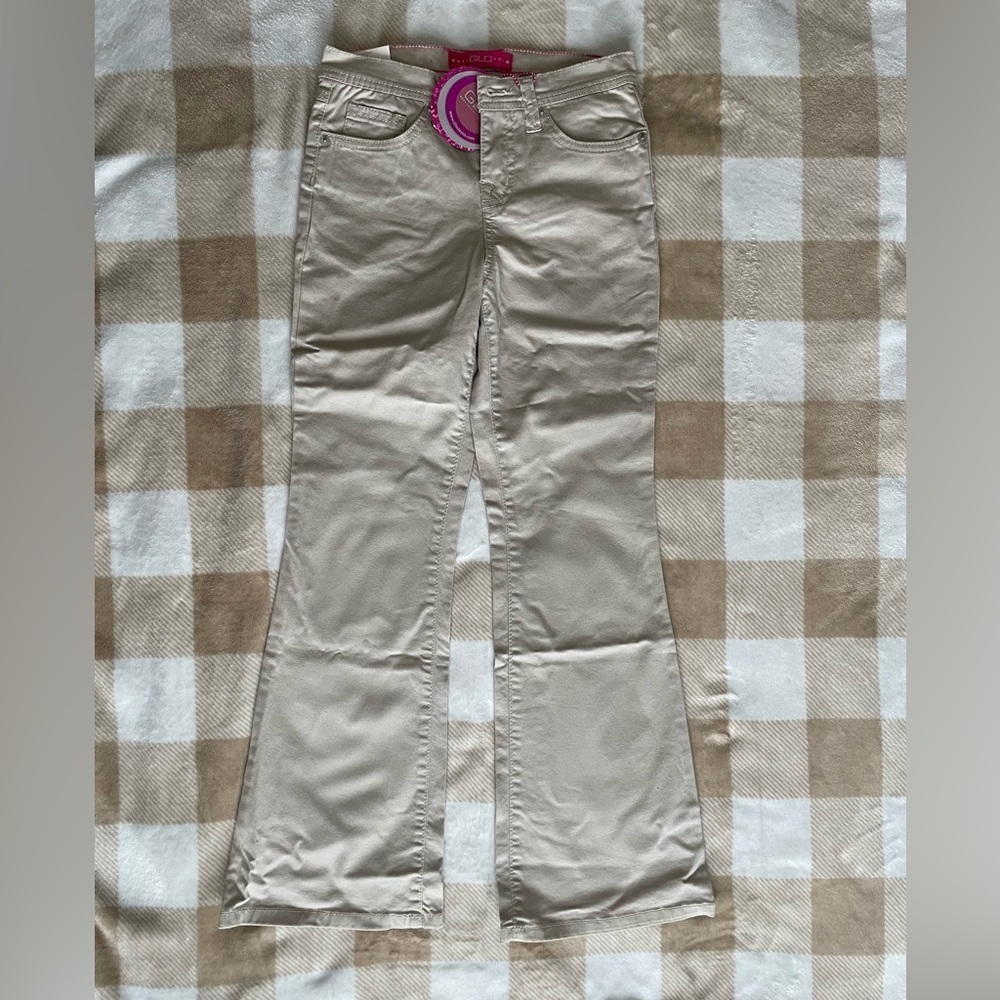 10S Stretch Slim Beige Flared Pants